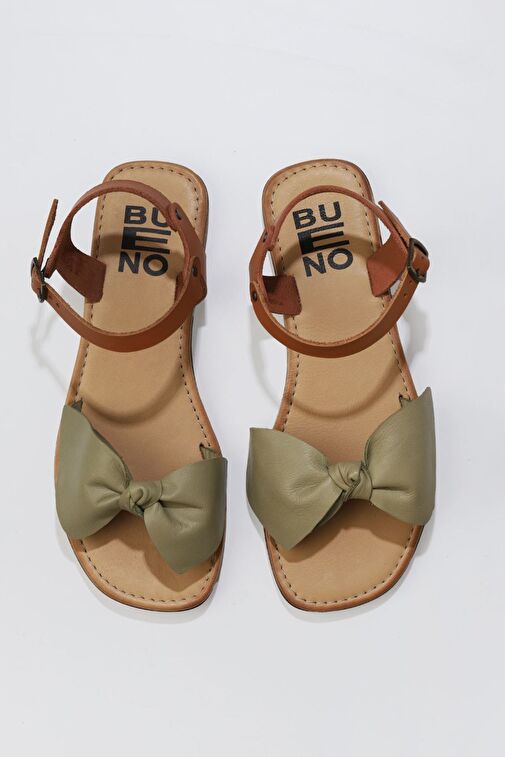 Bueno Shoes Haki Taba Deri Kadın Sandalet 01wu3424 - Görsel 4