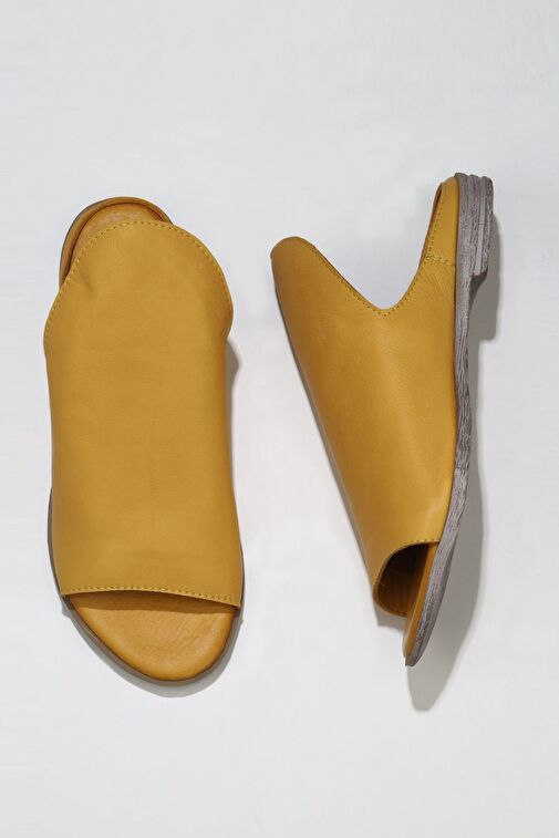 Bueno Shoes Sarı Deri Kadın Düz Terlik 01wn5019 - Görsel 2