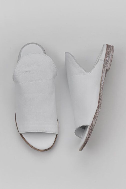 Bueno Shoes Beyaz Deri Kadın Düz Terlik 01wn5019 - Görsel 6