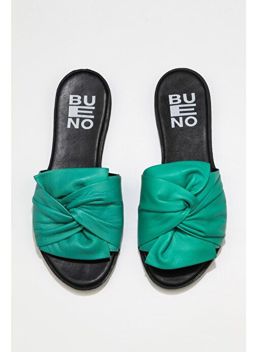 Bueno Shoes Yeşil Deri Kadın Düz Terlik 01wn5040 - Görsel 2