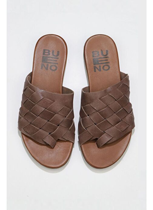 Bueno Shoes Gri Deri Kadın Parmak Arası Terlik 01wq0501 - Görsel 2