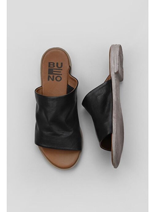 Bueno Shoes Siyah Deri Kadın Düz Terlik 01wq2009 - Görsel 2
