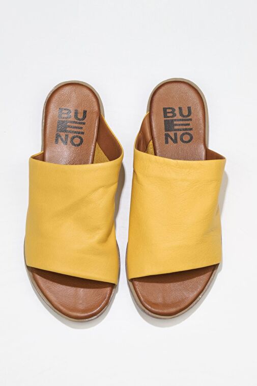 Bueno Shoes Sarı Deri Kadın Düz Terlik 01wq2009 - Görsel 2