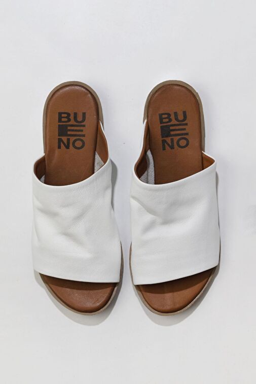 Bueno Shoes Beyaz Deri Kadın Düz Terlik 01wq2009 - Görsel 2