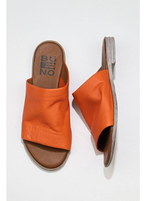 Bueno Shoes Turuncu Deri Kadın Düz Terlik 01wq2009 - Görsel 2