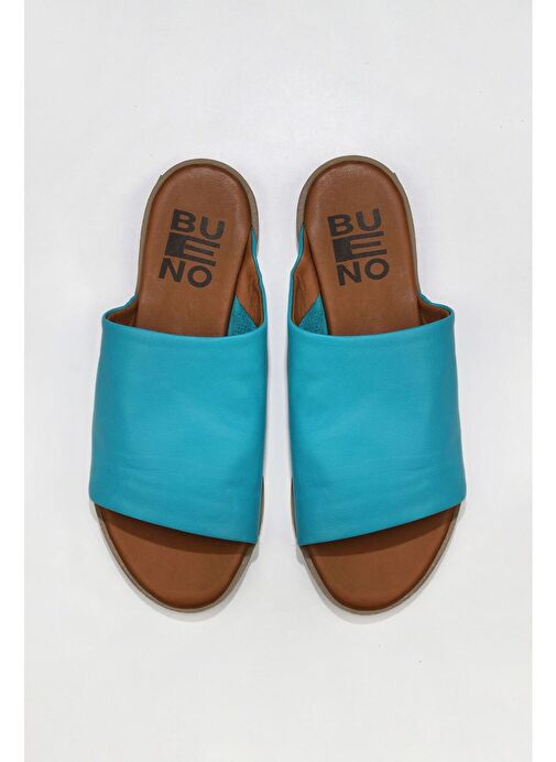 Bueno Shoes Turkuaz Deri Kadın Düz Terlik 01wq2009 - Görsel 2