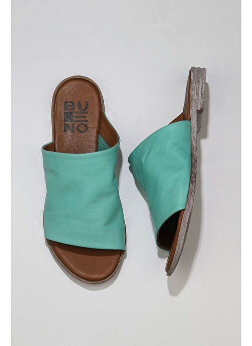 Bueno Shoes Yeşil Deri Kadın Düz Terlik 01wq2009 - Görsel 2