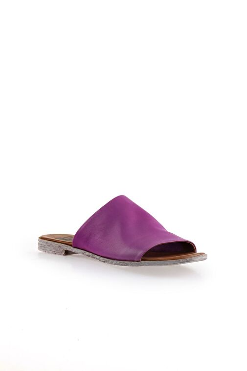 Bueno Shoes Lila Deri Kadın Düz Terlik 01wq2009 - Görsel 4
