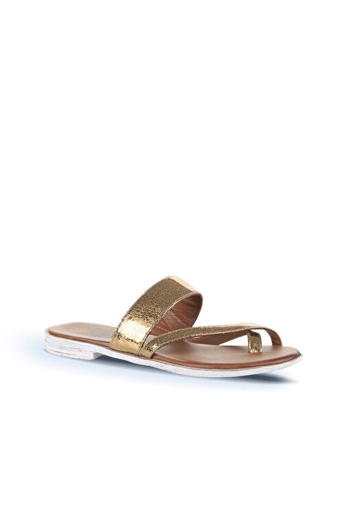 Bueno Shoes Bronz Deri Kadın Parmak Arası Terlik 01wq2012 - Görsel 4