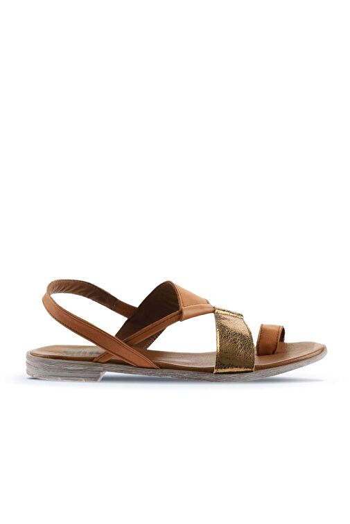 Bueno Shoes Taba Bronz Deri Kadın Parmak Arası Sandalet 01ws2513 - Görsel 3