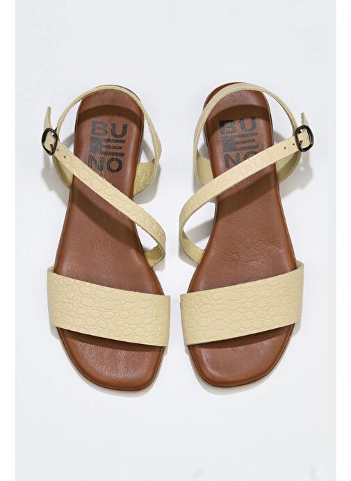 Bueno Shoes Sarı Deri Kadın Sandalet 01ws6012 - Görsel 2