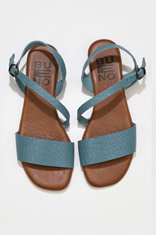 Bueno Shoes Mavi Deri Kadın Sandalet 01ws6012 - Görsel 2