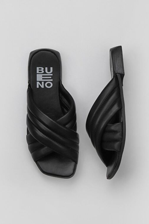 Bueno Shoes Siyah Deri Kadın Düz Terlik 01wu1803 - Görsel 2