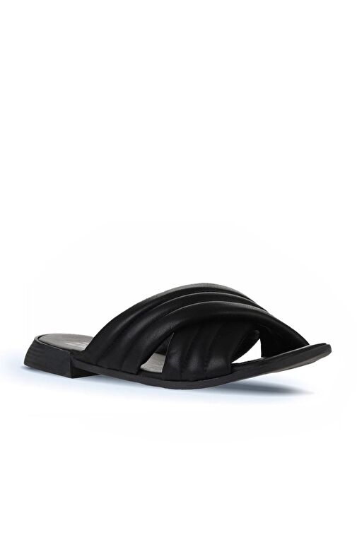 Bueno Shoes Siyah Deri Kadın Düz Terlik 01wu1803 - Görsel 4