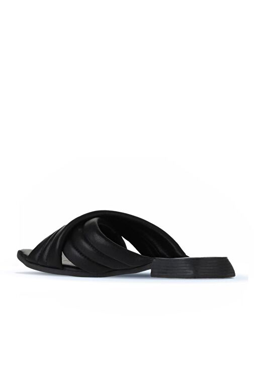 Bueno Shoes Siyah Deri Kadın Düz Terlik 01wu1803 - Görsel 6