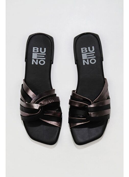 Bueno Shoes Siyah Multi Deri Kadın Düz Terlik 01wu1805 - Görsel 2