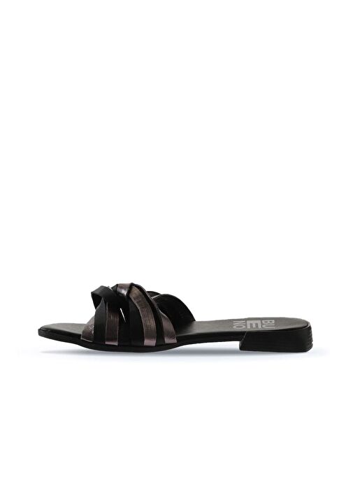Bueno Shoes Siyah Multi Deri Kadın Düz Terlik 01wu1805 - Görsel 5