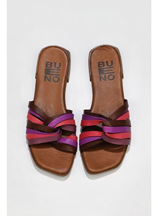 Bueno Shoes Mor Multi Deri Kadın Düz Terlik 01wu1805 - Görsel 2
