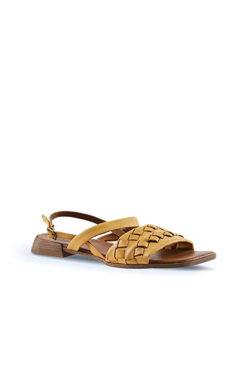 Bueno Shoes Sarı Deri Kadın Sandalet 01wu1810 - Görsel 4