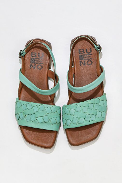 Bueno Shoes Yeşil Deri Kadın Sandalet 01wu1810 - Görsel 2