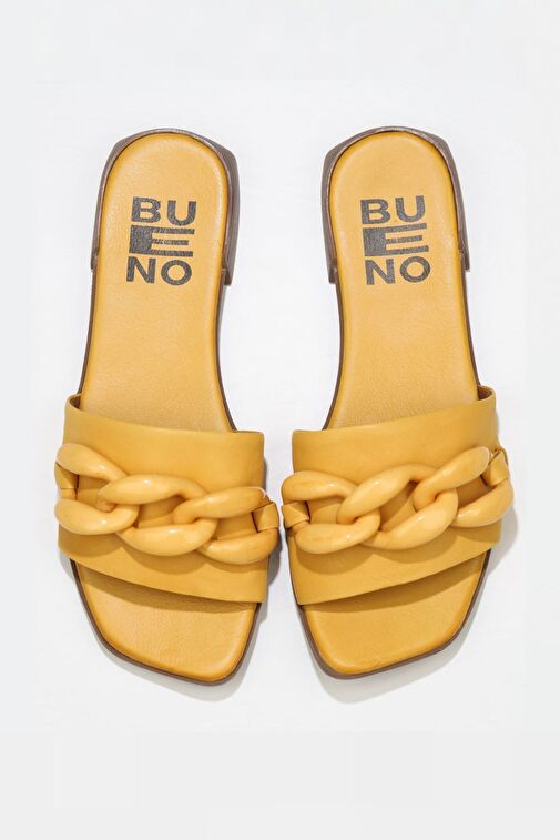 Bueno Shoes Sarı Deri Kadın Düz Terlik 01wu1815 - Görsel 2