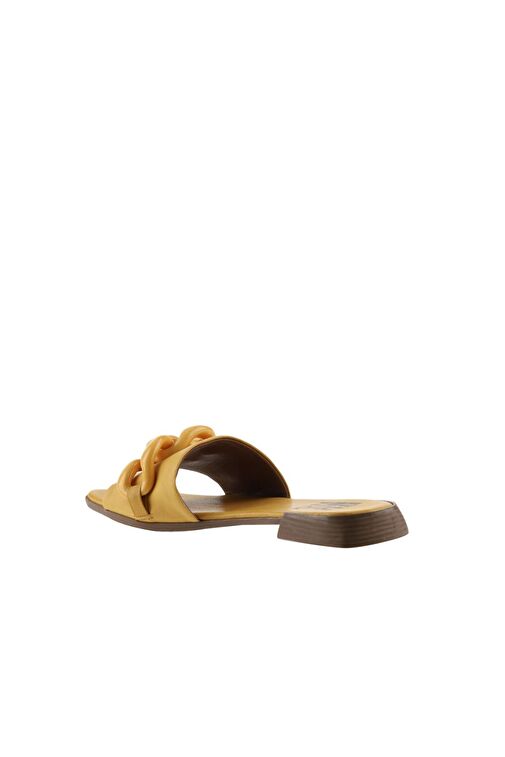 Bueno Shoes Sarı Deri Kadın Düz Terlik 01wu1815 - Görsel 6