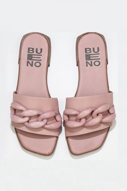 Bueno Shoes Gül Kurusu Deri Kadın Düz Terlik 01wu1815 - Görsel 2