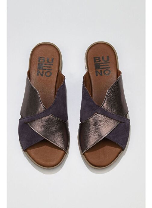 Bueno Shoes Mor Taba Süet-deri Kadın Düz Terlik 01wu3000 - Görsel 2