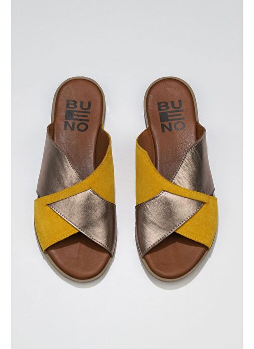 Bueno Shoes Sarı Gri Süet-deri Kadın Düz Terlik 01wu3000 - Görsel 2
