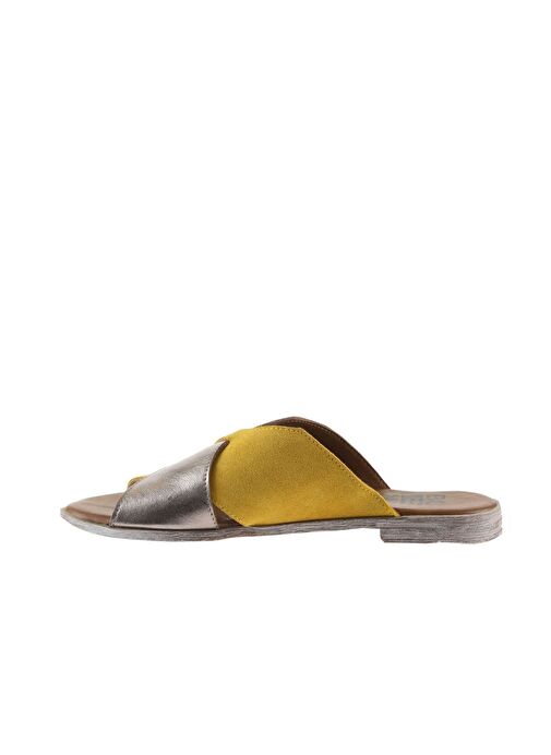 Bueno Shoes Sarı Gri Süet-deri Kadın Düz Terlik 01wu3000 - Görsel 5