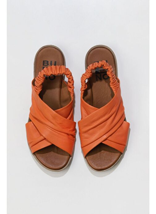 Bueno Shoes Turuncu Deri Kadın Sandalet 01wu3005 - Görsel 2