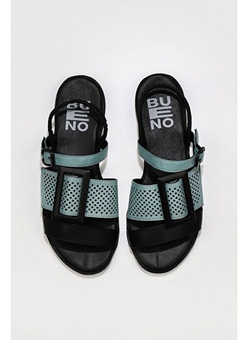 Bueno Shoes Siyah Beyaz Deri Kadın Sandalet 01wu3010 - Görsel 2