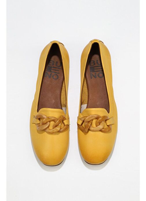 Bueno Shoes Sarı Deri Kadın Düz Babet 01wu3600 - Görsel 2