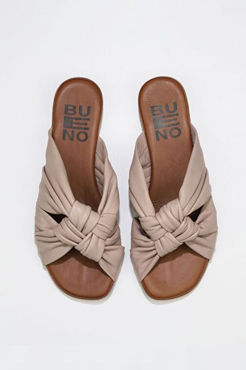Bueno Shoes Gri Deri Kadın Düz Terlik 01wu8800 - Görsel 2