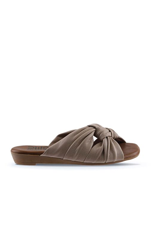 Bueno Shoes Gri Deri Kadın Düz Terlik 01wu8800 - Görsel 3