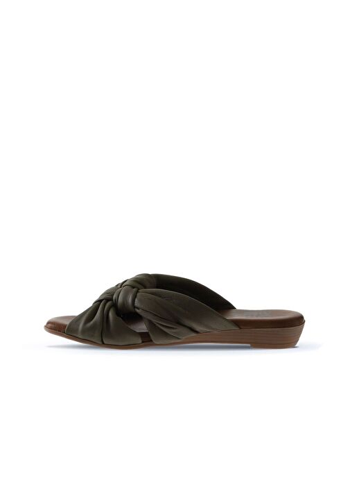 Bueno Shoes Yeşil Deri Kadın Düz Terlik 01wu8800 - Görsel 5