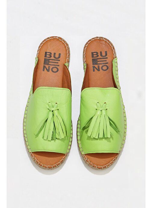 Bueno Shoes Yeşil Deri Kadın Espadril Terlik 01wj0311 - Görsel 2