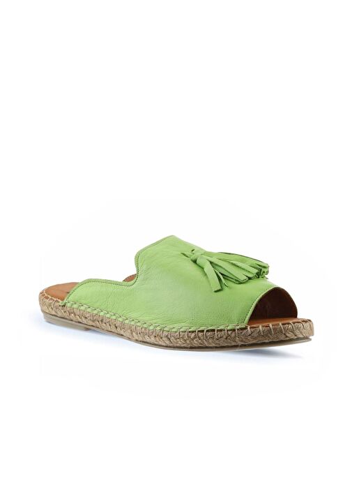 Bueno Shoes Yeşil Deri Kadın Espadril Terlik 01wj0311 - Görsel 4