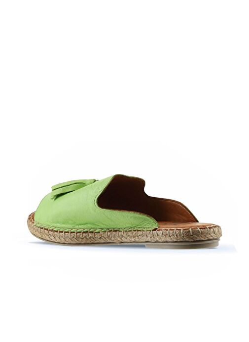Bueno Shoes Yeşil Deri Kadın Espadril Terlik 01wj0311 - Görsel 6
