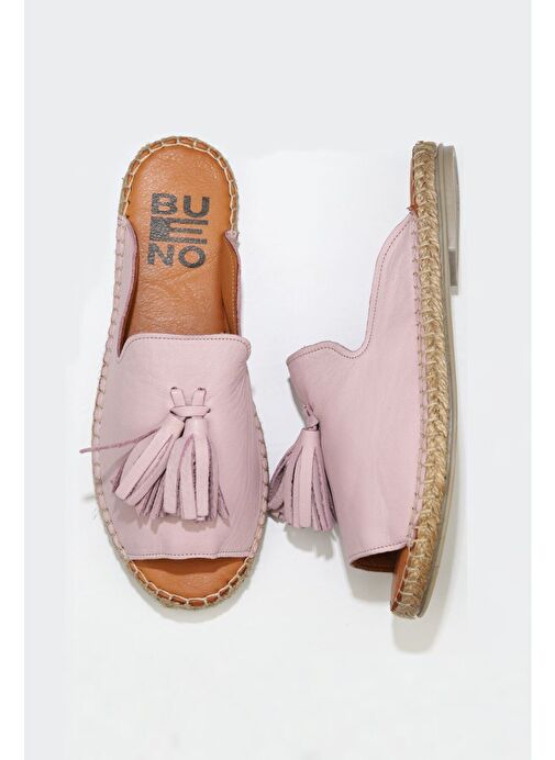 Bueno Shoes Pembe Deri Kadın Espadril Terlik 01wj0311 - Görsel 2