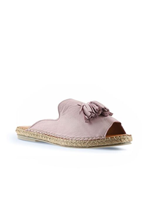 Bueno Shoes Pembe Deri Kadın Espadril Terlik 01wj0311 - Görsel 4