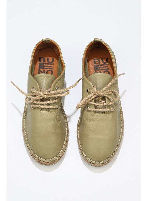 Bueno Shoes Haki Deri Kadın Espadril Ayakkabı 01wn1617 - Görsel 2