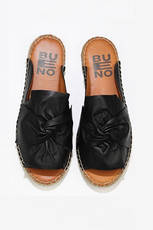Bueno Shoes Siyah Deri Kadın Espadril Terlik 01wn1632 - Görsel 2