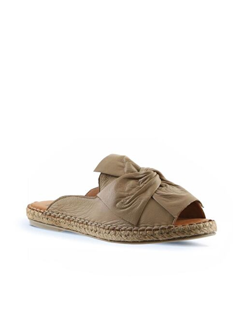 Bueno Shoes Vizon Deri Kadın Espadril Terlik 01wn1632 - Görsel 4