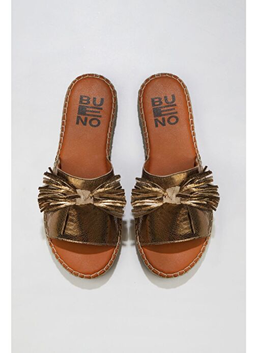 Bueno Shoes Bronz Parlak Deri Kadın Espadril Terlik 01wn3000 - Görsel 2