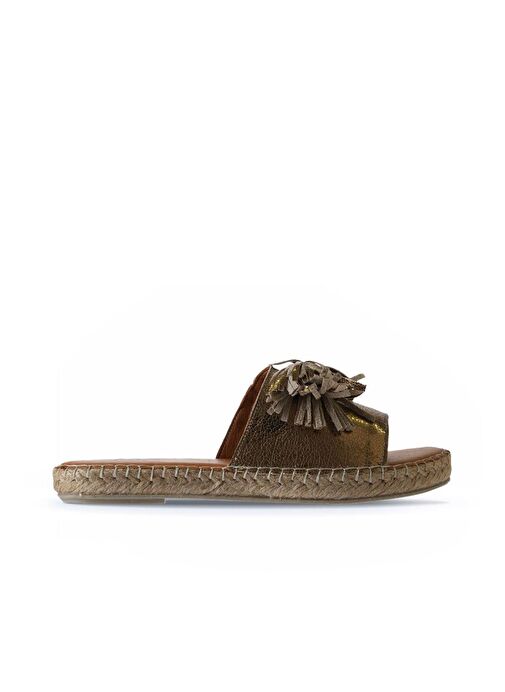 Bueno Shoes Bronz Parlak Deri Kadın Espadril Terlik 01wn3000 - Görsel 3