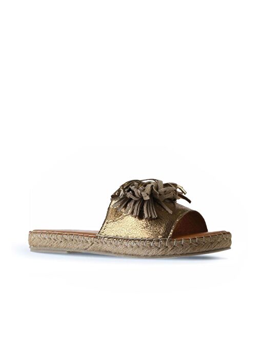 Bueno Shoes Bronz Parlak Deri Kadın Espadril Terlik 01wn3000 - Görsel 4