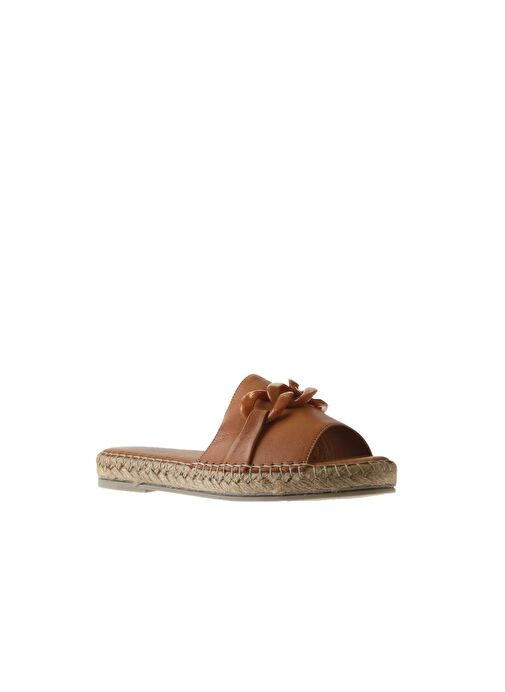 Bueno Shoes Taba Deri Kadın Espadril Terlik 01ws1821 - Görsel 4