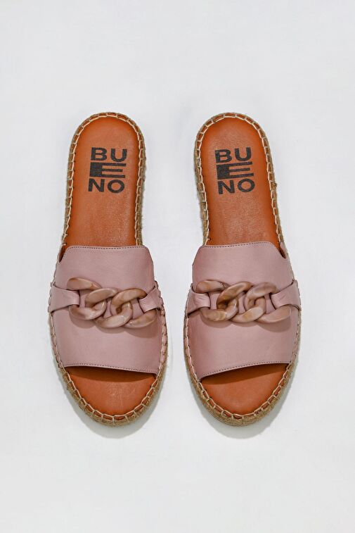 Bueno Shoes Gül Kurusu Deri Kadın Espadril Terlik 01ws1821 - Görsel 2