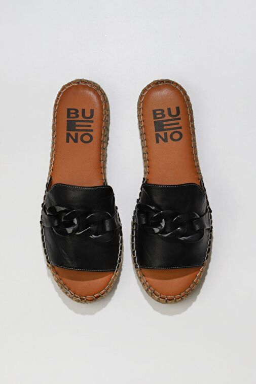 Bueno Shoes Siyah Deri Kadın Espadril Terlik 01ws1821 - Görsel 2